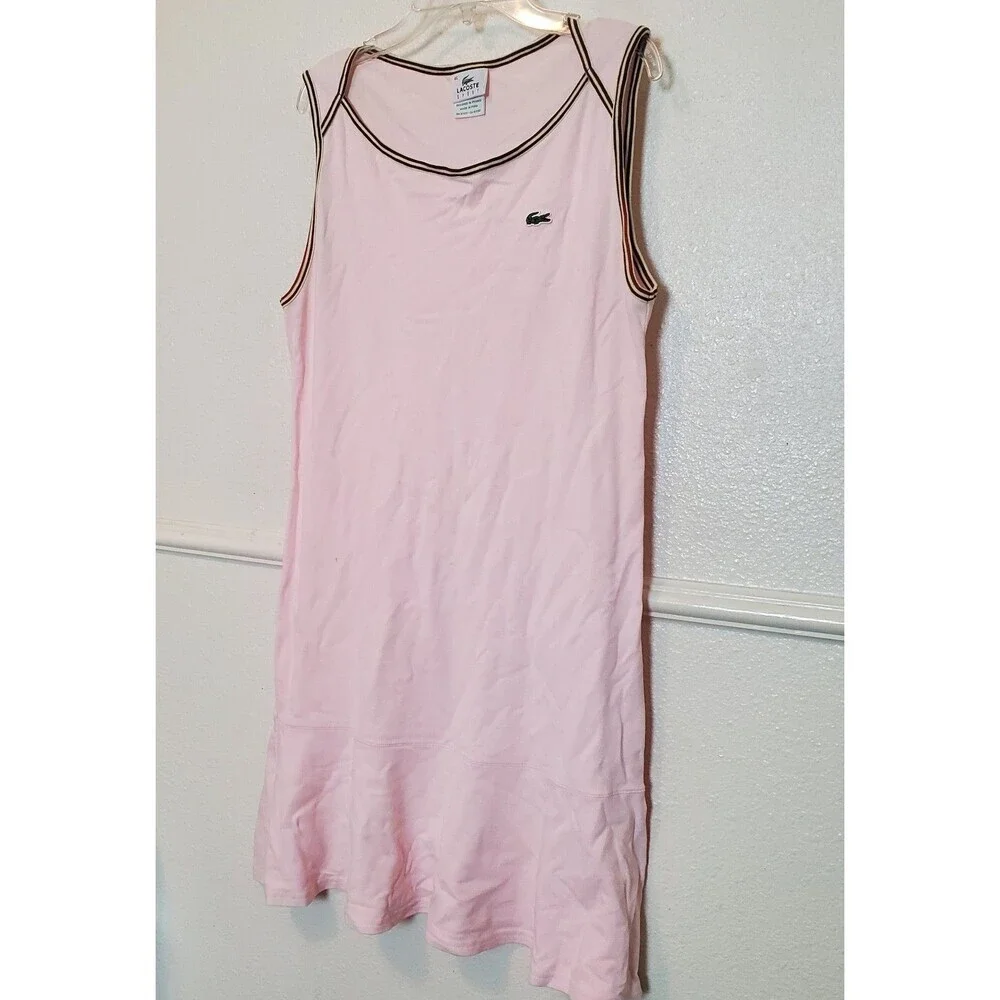 Lacoste Sport Tennis Dress Boat Neck Sleeveless Pink‎ Womens Sz 46 US XL